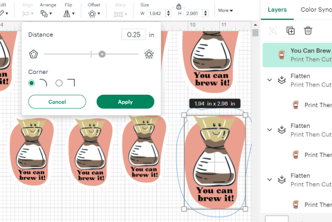 Print screen of adding the offset to the image.