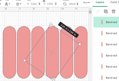 Print screen of the template for the faux leather tidy with size
