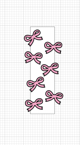The general idea of how I set up the bows on the bookmark template.