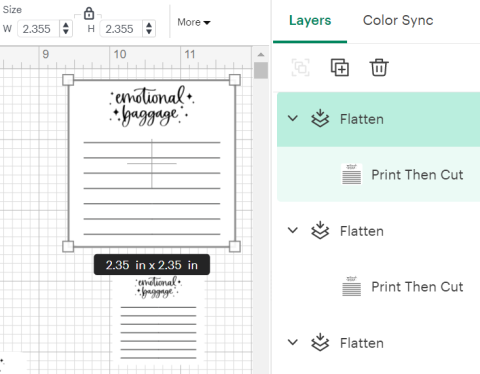 Screen shot of the stickers in Cricut Design Space.